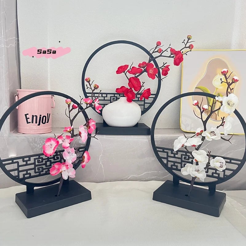 15cm Artificial Plum Blossom Bonsai Tree Pot Screen Base Decor