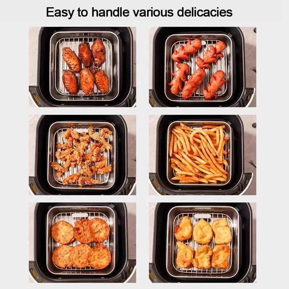 304 Stainless Steel Round Cooking Rack with Feet - Air Fryer BBQ