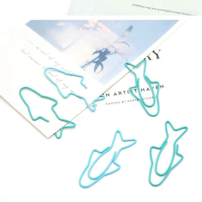 Sardine Cartoon Metal Paper Clips Bookmarks Set with Iron Storage Box