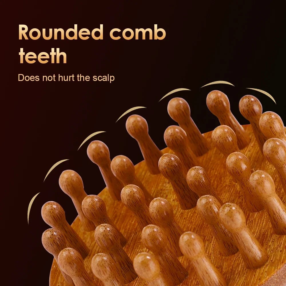 Sandalwood Massage Comb Finger Ring Scalp Meridian Guasha Tool
