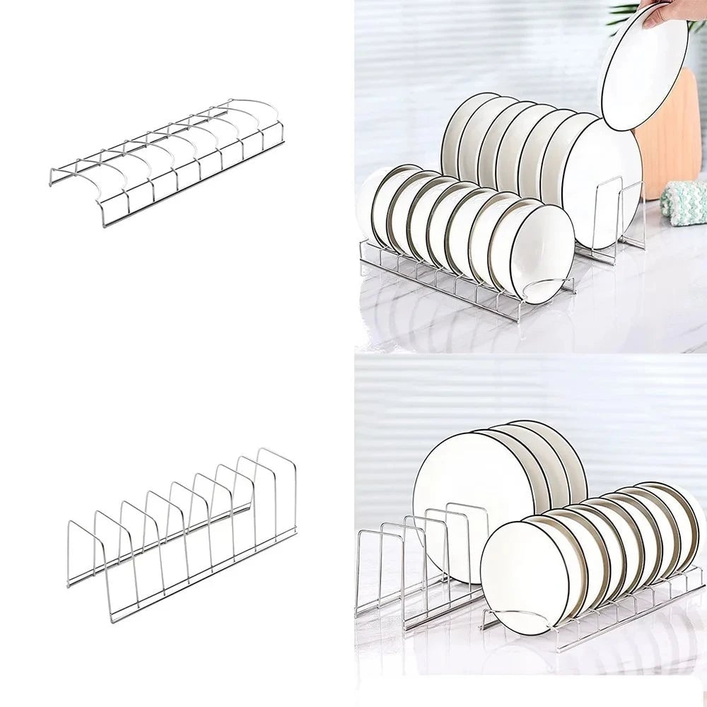 Stainless Steel Dish Draining Rack - Space Saving Plates Storage