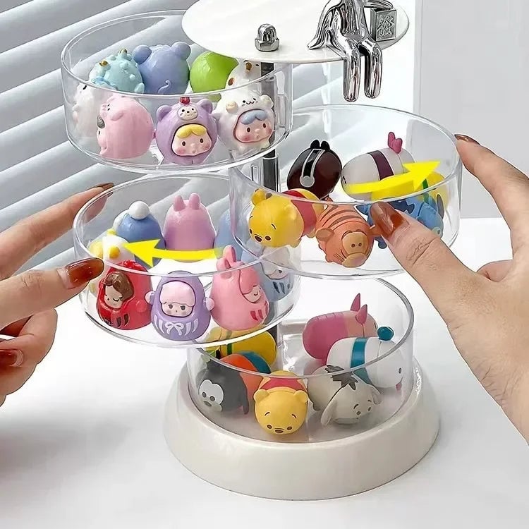 Multi-Layer Transparent Rotating Jewelry Storage Box Organizer