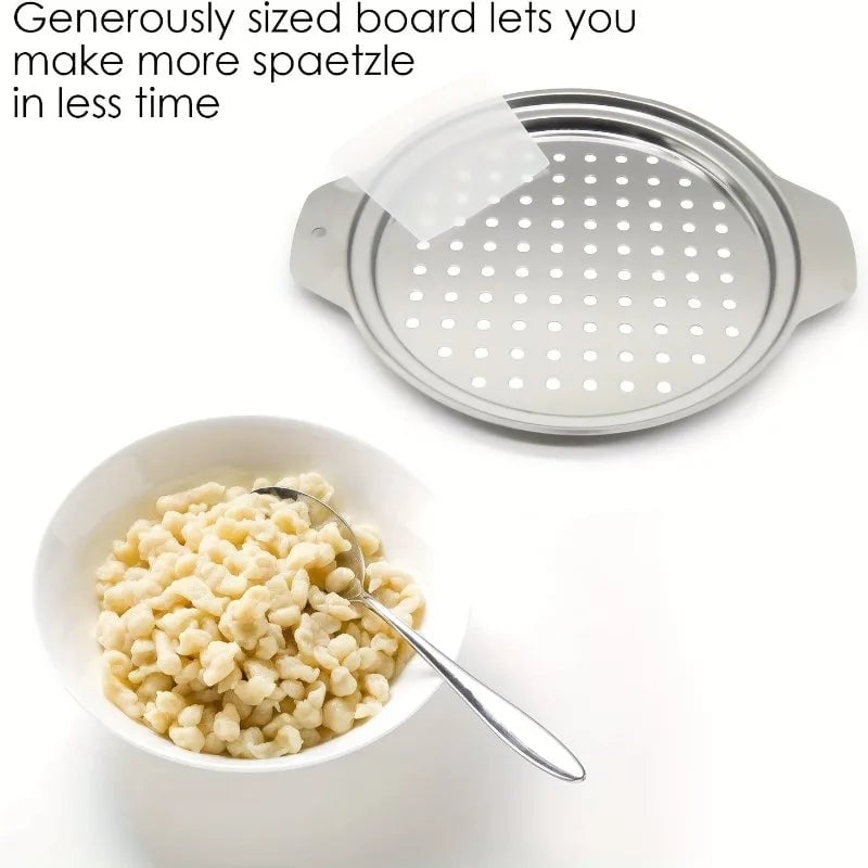 Stainless Steel Spaetzle Maker with Lid & Scraper - German Dumpling