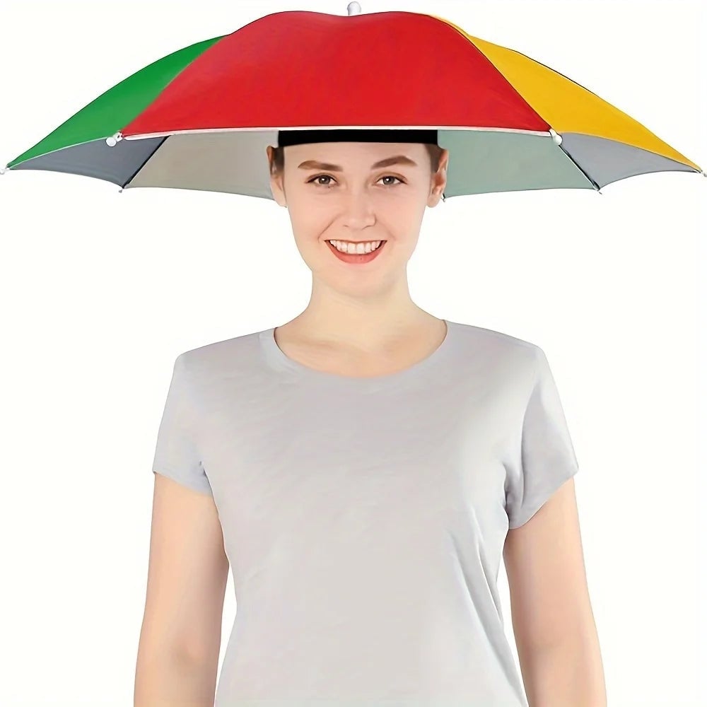 Head Mounted Umbrella Hat Hands-Free Rain Sun Protection Fishing