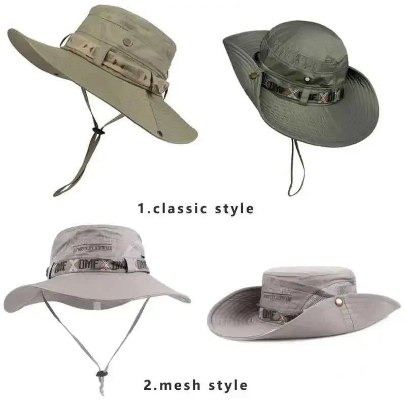 UV Protection Mesh Bucket Hat Wide Brim Panama Safari Fishing