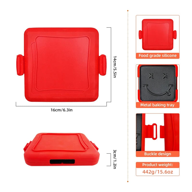 Microwave Toastie Sandwich Maker Panini Press Dishwasher Safe