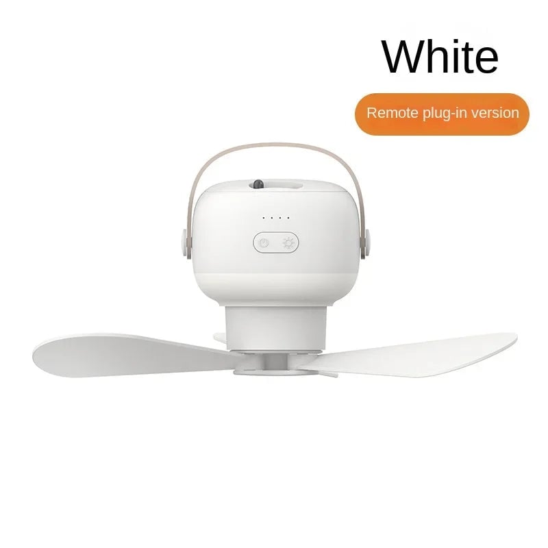 Portable Wireless Mini Ceiling Fan USB Remote Control Stand Night Light