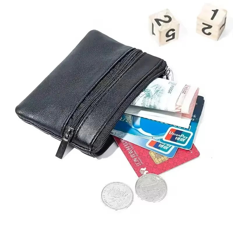 Compact Zipper Coin Purse - Unisex Small Wallet for Change & Cards