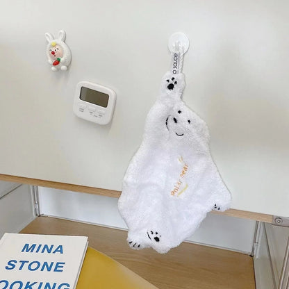 Super Absorbent Coral Fleece Kitchen Hand Towel - Polar Bear Design