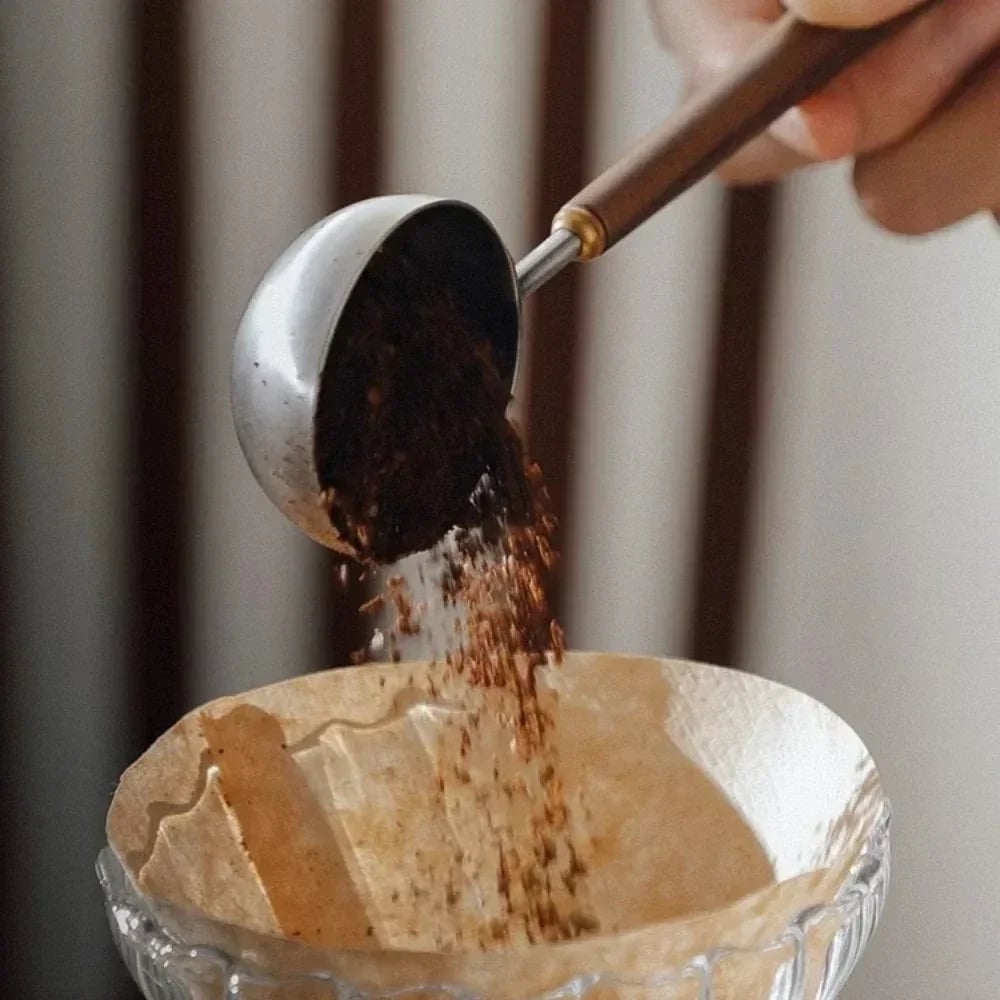 25ml Walnut Wood Handle Stainless Steel Coffee Measuring Scoop