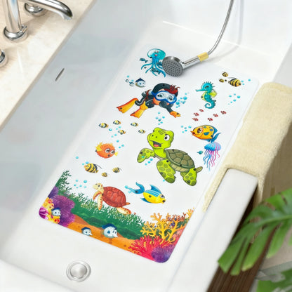 Non-Slip Bathtub Mat 27.6x15in Suction Cups Drain Holes Shower