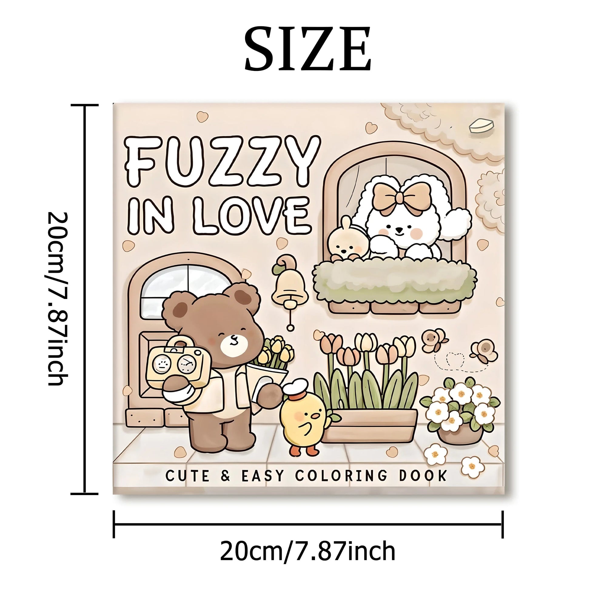FUZZY IN LOVE Adult Coloring Book - Bold Easy Patterns & Cute Drawings