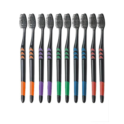 10 Pack Bamboo Charcoal Soft Bristle Toothbrushes for Family Travel