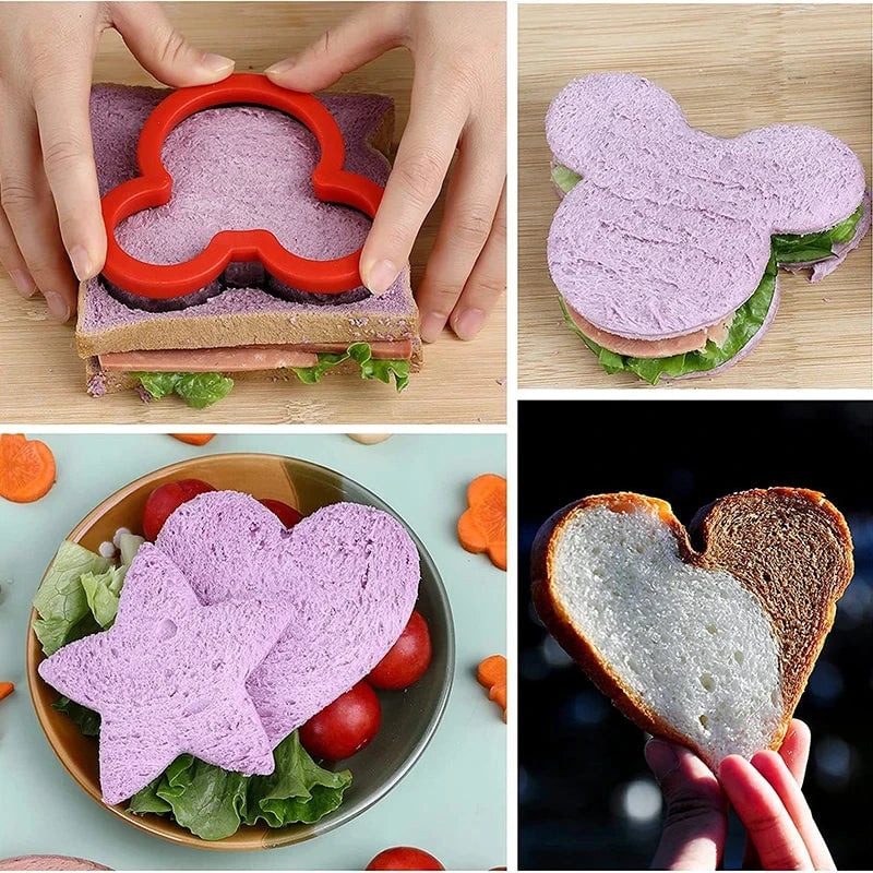 Kids Sandwich Cutters Set Heart Star Mickey Shape Bread Toast Molds