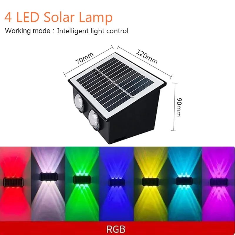 4/6/8 LED Solar Wall Lamp Waterproof Up Down Garden Street Light