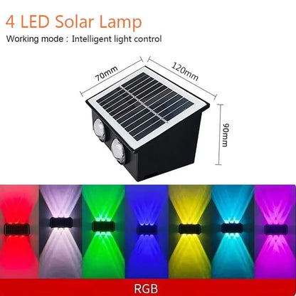 4/6/8 LED Solar Wall Lamp Waterproof Up Down Garden Street Light