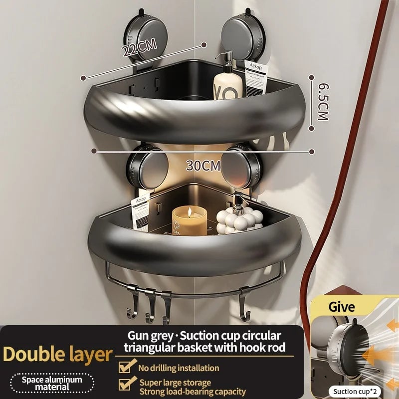 Suction Cup Corner Shelf Triangle Wall Mount Bathroom Organizer