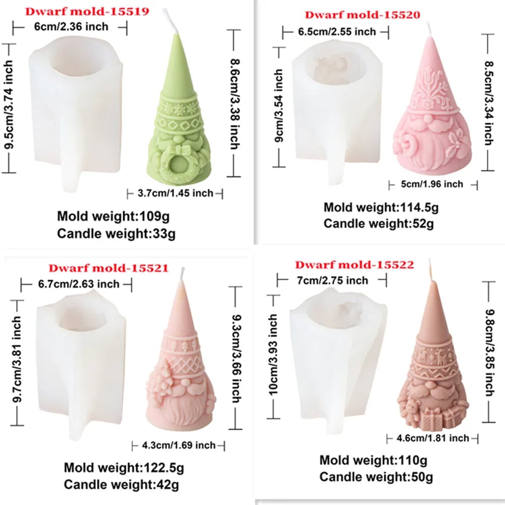 3D Silicone Dwarf Candle Mold - Christmas Plaster Resin Crafting Tool