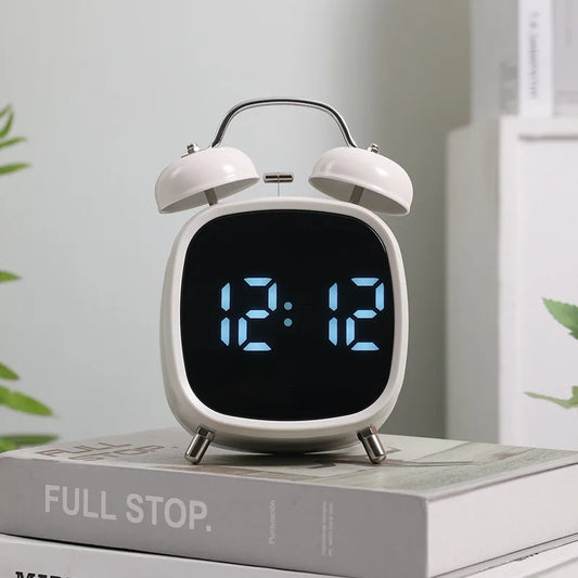 Voice Control Digital Alarm Clock Super Loud Double Bell Heavy Sleeper