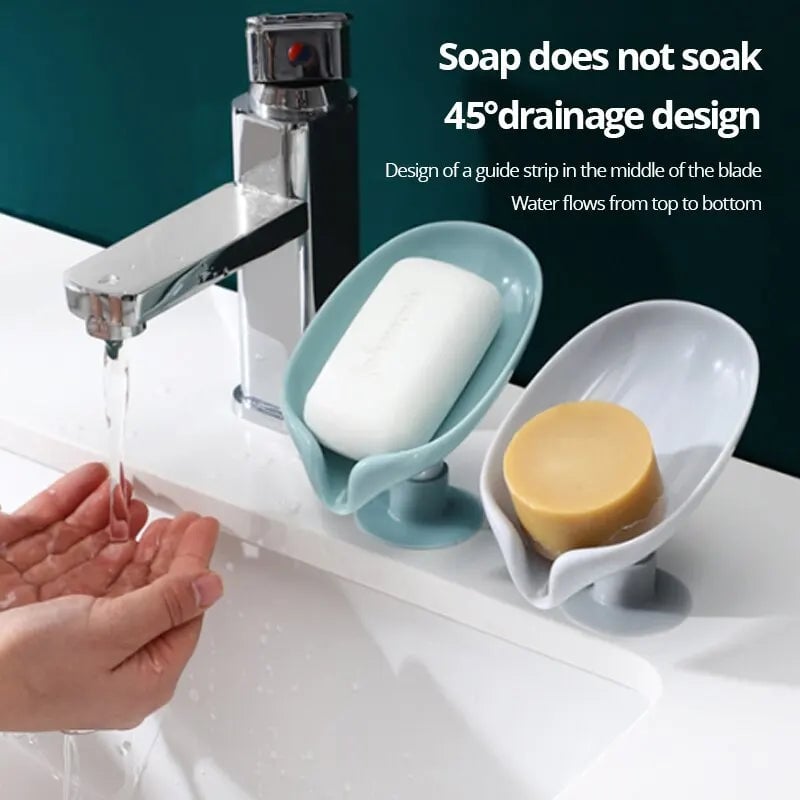 2pcs Draining Soap Dish Suction Cup Wall Mount Punch Free Storage
