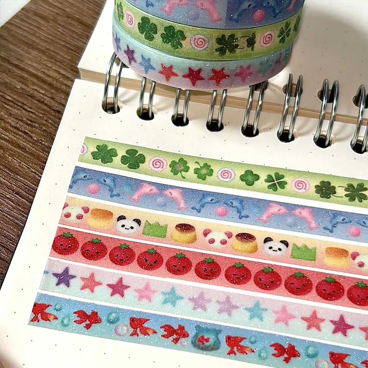 Kawaii Tomato Four-Leaf Clover Washi Tape Sand-Coated Shimmer Film