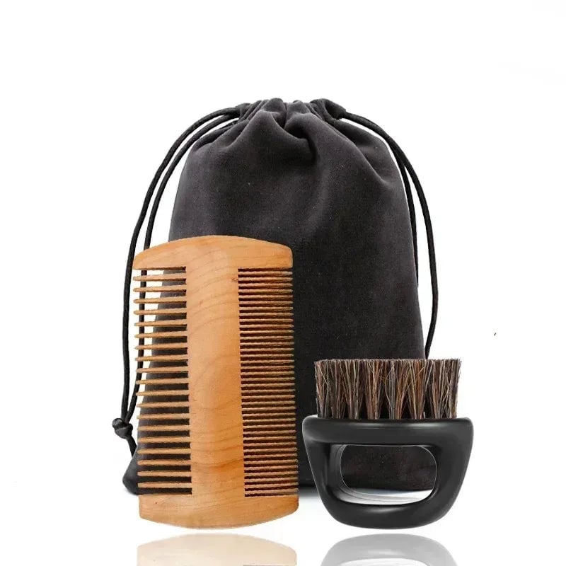 Professional Boar Bristle Wood Handle Beard Shaving Brush Kit