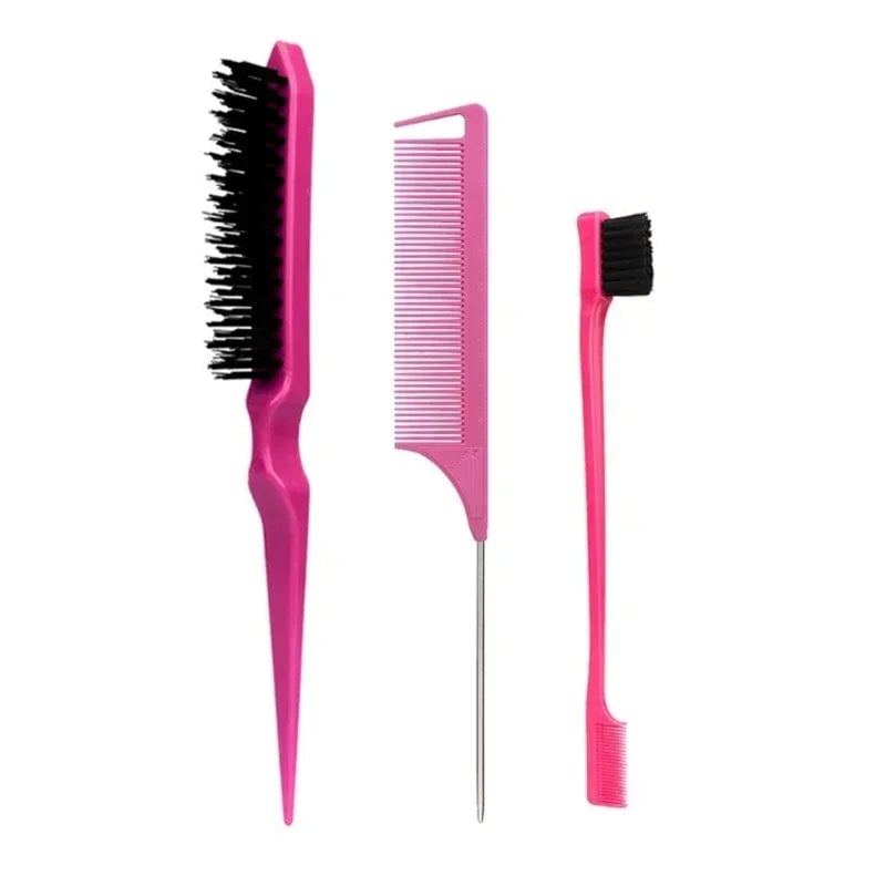 3-Piece Teasing Comb Set - Triple Rat Tail Hair Styling Tools