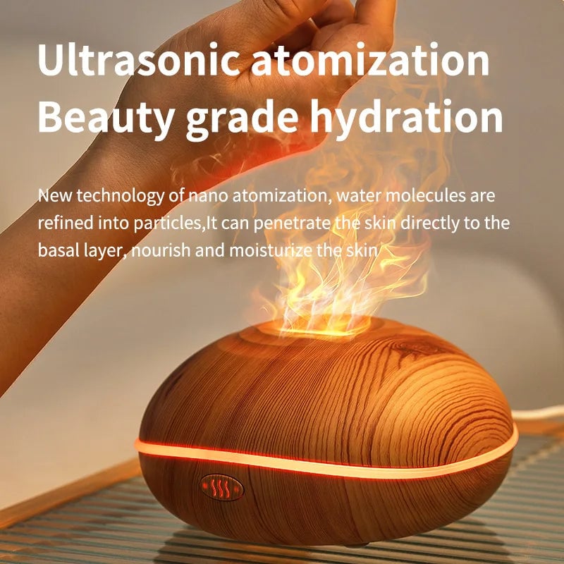 Flame Essential Oil Diffuser with Colorful LED Lights & Aromatherapy