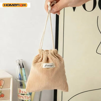 Corduroy Drawstring Pouch - Multi-Purpose Storage for Gifts & Jewelry