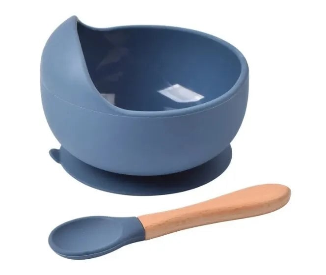 2PC Silicone Baby Feeding Bowl Set with Training Spoon - Non-Slip
