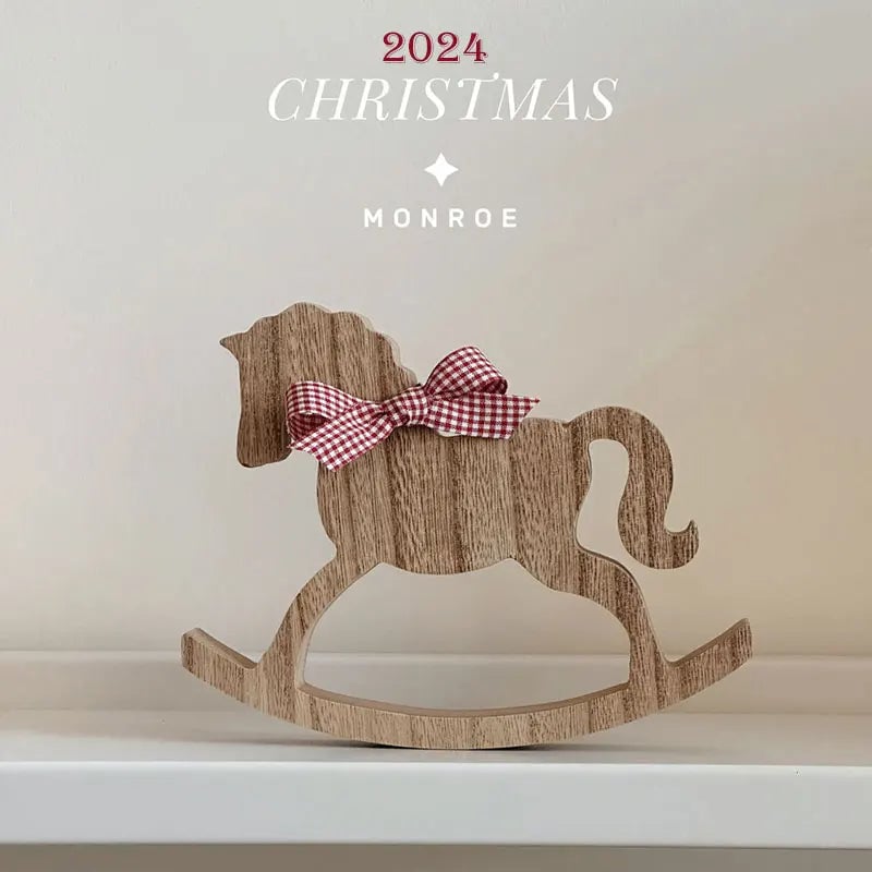 Small Wooden Horse Desktop Holiday Decoration - Festive Ornament