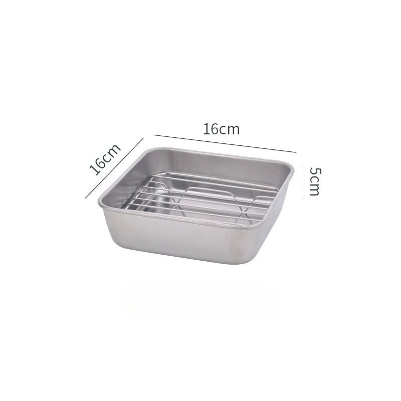 Square Stainless Steel Nonstick Baking Tray with Draining Grid