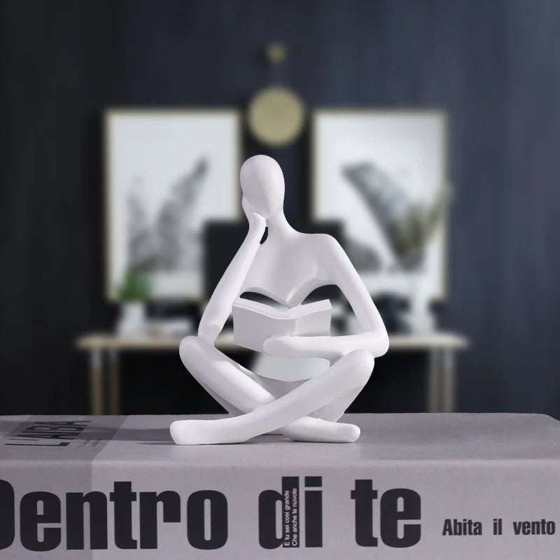 Abstract Man Reading Book Resin Sculpture Figurine Home Decor