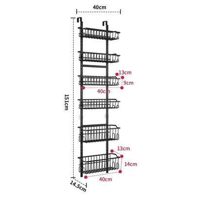 Iron Over-Door Multi-Layer Storage Basket Adjustable No-Drill Shelf