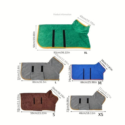Absorbent Dog Bathrobe Quick-Dry Pet Bath Towel Full Body Wrap