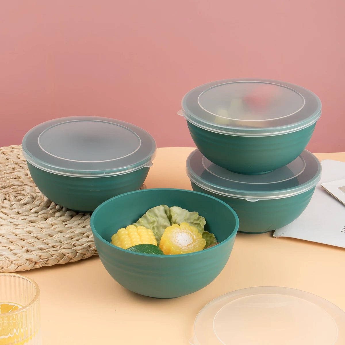 4-Piece Sealed Bowl Set with Lids - Bento Box Food Storage
