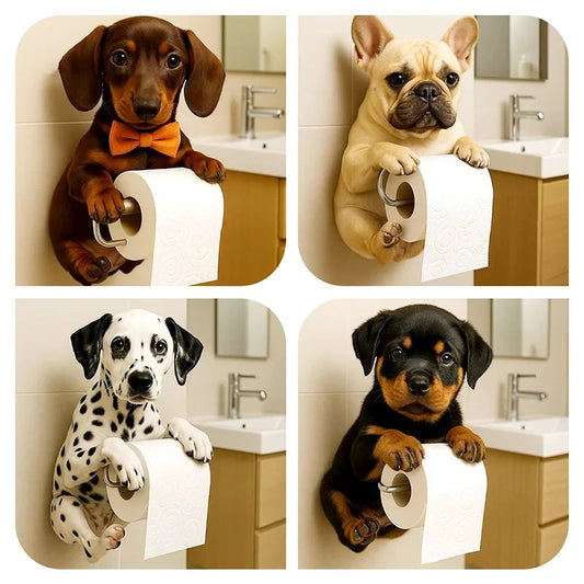 Resin Dog Tissue Holder - Toilet Paper Dispenser Bathroom Decor