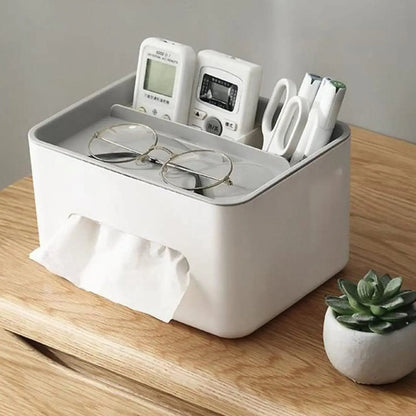 Gray Multifunctional Tissue Storage Box Organizer - Desktop Holder