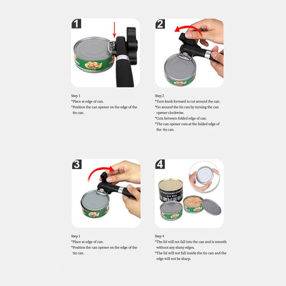 Plastic Manual Can Opener - Safety Side Cut Easy Grip Hand Actuated