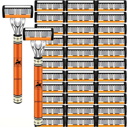 6-Layer Stainless Steel Safety Razor Set - Sharp Changeable Blade
