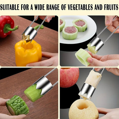 Stainless Steel Fruit Vegetable Corer Tool Set - Apple Pepper Core