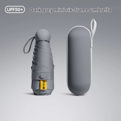 Portable Mini Umbrella 6 Ribs Anti-UV Coating Sun Rain Protection