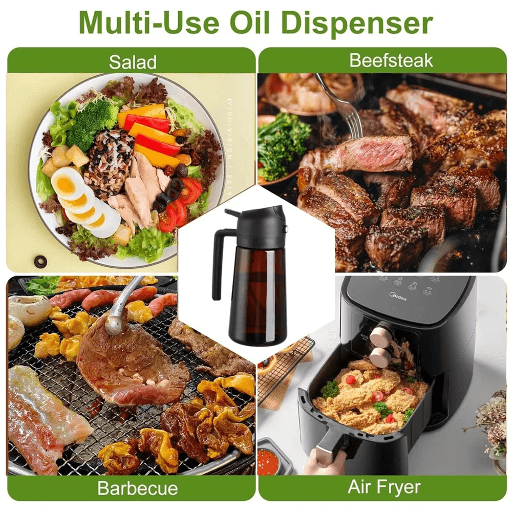 16oz Glass Oil Sprayer & Dispenser - Leakproof Olive Oil Bottle