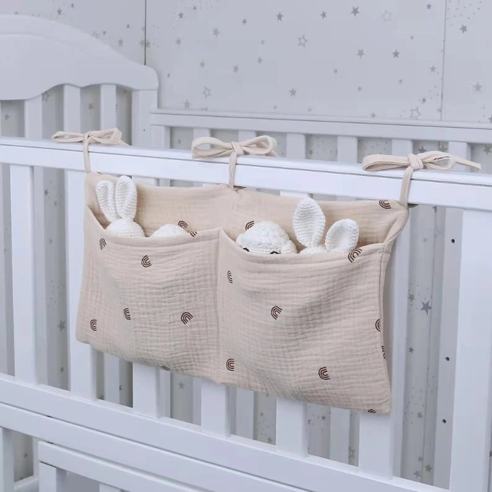 Multifunctional Crib Storage Organizer Baby Diaper Bag Bedside