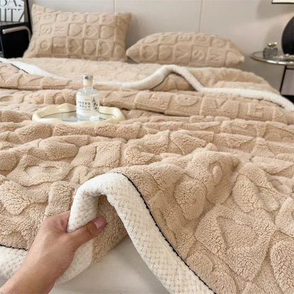 Winter Fleece Heart Plush Blanket - Soft Thick Bed Sofa Single Double