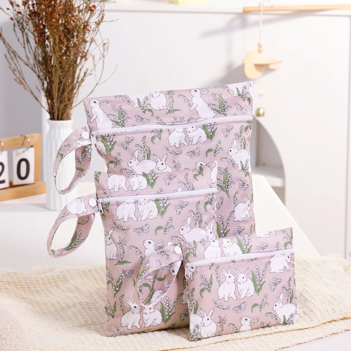 3PCS Recycled Fabric Waterproof Wet Dry Bags Portable Diaper Storage