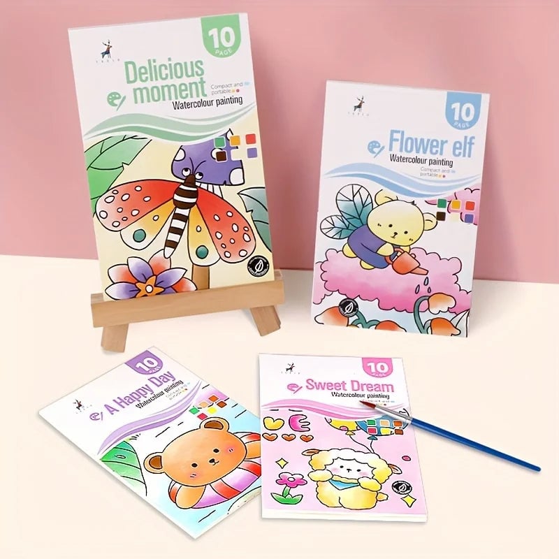 Watercolor Painting Book Set with Water Brush Pen - Self-Contained