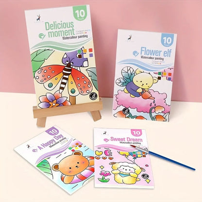 Watercolor Painting Book Set with Water Brush Pen - Self-Contained