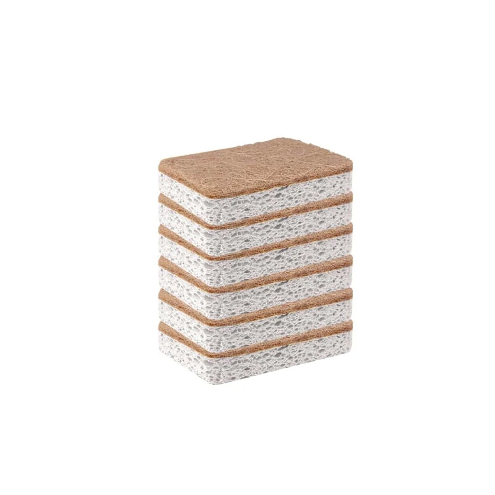 Biodegradable Cellulose Coconut Scrubbing Sponges - 6 Pack Eco