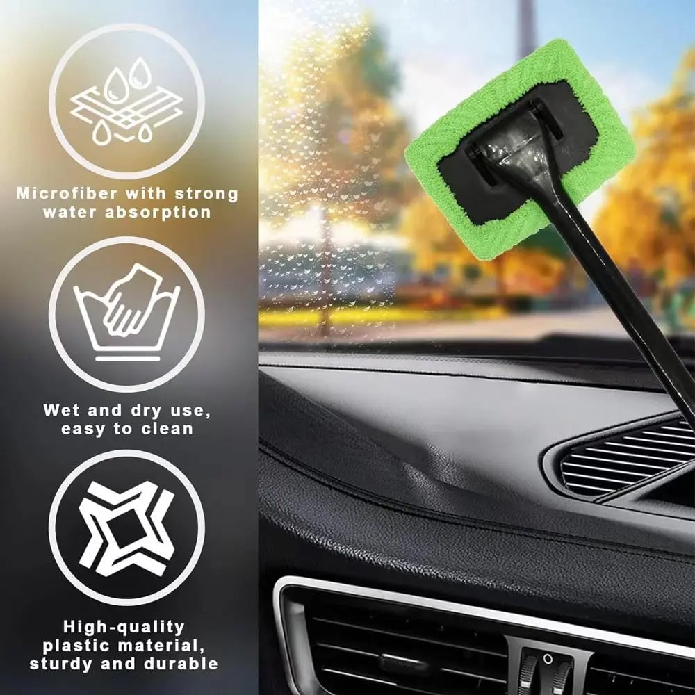 Car Window Cleaner Brush Kit Long Handle Windshield Interior Tool